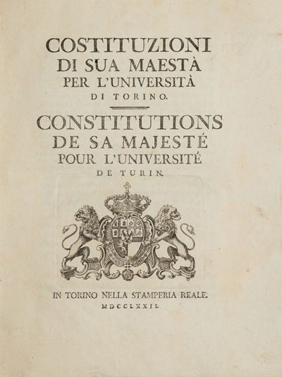 Costituzioni di Sua Maestà per L'università di Torino
