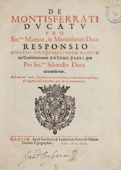 De Montisferrati Ducatu Pro Ser.mo Mantuae, & Montisferrati Duce Responsio Collegii Jurisconsulto...