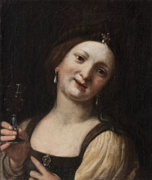 Giovane donna in atto di brindare
