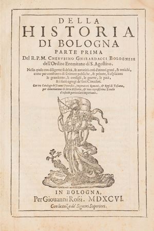 I opera: prima edizione.
II opera: seconda edizione della "Historia di Bologna parte seconda" (I edizione 1657) con ricomposizione delle carte preliminari e dei bifolii, l'opera maggiore dell'Autore, erudito e storico bolognese del secolo XVI. Dei tre volumi previsti, ne furono pubblicati solo due (rispettivamente nel 1596 e nel 1657); il terzo volume comparve nel 1758 ma fu distrutto per volere della famiglia, fatta eccezione per una copia, e poi ripubblicato nel 1932.

 Della historia di Bologna parte prima