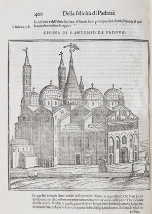 Prima e unica edizione di questa importante opera che illustra architettura, storia, usi, costumi e personaggi illustri della nobile città. Vinciana 913 Della felicità di Padova... libri nove
