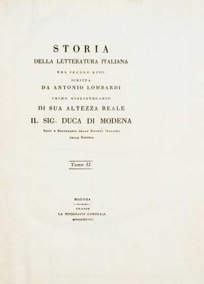 Storia della Letteratura Italiana nel Secolo XVIII