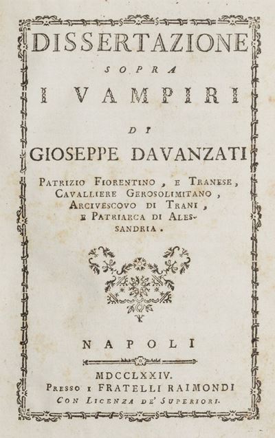 Dissertazione Sopra i Vampiri
