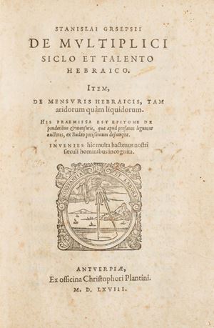 Interessante opera sui sistemi di misurazione. Voet 1268. De multiplici siclo et talento Hebraico