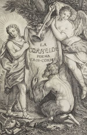 Autore italiano di drammi, Gamerra, ebbe contatti con la corte asburgica frequentata allora dal Metastasio. Dopo aver pubblicato il suo dramma più noto "I solitari" (1770), diventò poeta dei teatri cesarei di Vienna, sotto la protezione dello stesso Metastasio. Rientrò in Italia nel 1777 e nel 1786 fu chiamato da Ferdinando IV a Napoli. La fedeltà alla casa d'Austria gli valse, dopo la rivoluzione, la chiamata a Vienna verso la fine del 1793, come poeta del teatro imperiale. Per il luogo di pubblicazione della Corneide e l'editore cfr.: Mostra dell'editoria livornese (1643-1900), maggio 1964, n. 218 p. 69. La Corneide, poema eroi-comico