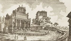 Bella raccolta di tavole disegnate ed incise da Giovanni Cassini, allievo del Piranesi. Cicognara 3657. Graesse 11, 62. Nuova raccolta delle megliori vedute antiche e moderne di Roma 