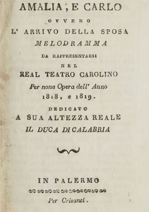 Amalia e Carlo ossia L'arrivo della sposa melodramma