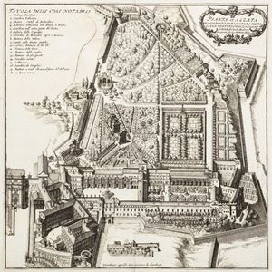 Li giardini di Roma disegnate da Giovanni Battista Falda. Nuovamente dati alle stampe con direttione di Giov. Giacomo de Sandrart in Norimberga