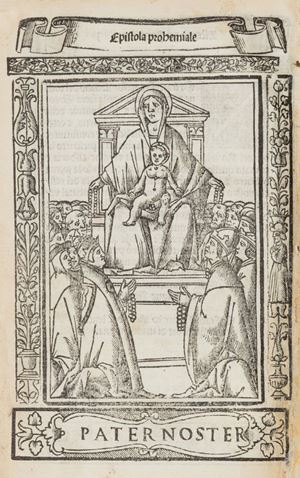 Rara edizione, bell’esempio di eleganza tipografica. Domenicano nel convento dei SS. Giovanni e Paolo, nato a Venezia nel sestiere di Castello, da cui prese il nome, intorno al 1450-1455, morto nel 1522. Della presente opera si contano 34 edizioni nel XVI sec.   Rosario della gloriosa Vergine Maria