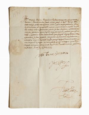 Filippo II di Spagna - Lettera sottoscritta da Filippo II e altre