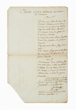 Napoli - Murat, Gioacchino - Armistizio proposto dal General Murat