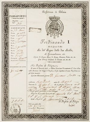 Regno delle Due Sicilie - Passaporti e lasciapassare 