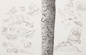 Tiratura limitata di 45 esemplari, questo il n. 17. "Il libro è un collage di testi e d’immagini selezionati dall’artista tra i materiali raccolti durante numerosi viaggi tra le isole del Mar Egeo: vere e proprie esplorazioni compiute alla ricerca di segni e di simboli di un linguaggio primordiale e originario, le cui radici affondano, secondo Novelli, nel mito e nell’inconscio collettivo. Una ricerca alimentata anche dagli straordinari incontri, avuti nei primi anni Sessanta, con  intellettuali e scrittori come Samuel Beckett, George Bataille, Pierre Klossowski, René De Solier e Claude Simon, che in uno dei suoi ultimi libri, Le Jardin des Plantes (1997), racconta la profonda consonanza intellettuale e creativa che li ha legati, dedicando tra l’altro molte pagine del libro al racconto dell’esperienza drammatica vissuta da Novelli durante la Resistenza, con la carcerazione e la tortura. Dal 1962, anno del primo viaggio in Grecia, la riscoperta del mondo antico e dei suoi simboli arricchisce il repertorio di segni, di lettere e di figure che, frutto dei suoi ampi interessi di letteratura, di psicologia, di filosofia e di musica, popola le sue opere con l’intento costante di svelare la natura ambigua e frammentaria del linguaggio. Il Viaggio in Grecia, pubblicato due anni prima della sua prematura scomparsa nel 1968, si rivela essere una vera e propria summa di molti anni di riflessioni e di peregrinazioni in universi segnici, che vanno dalla psicologia del profondo, al mito, fino al definitivo approdo all’antropologia e allo strutturalismo di Claude Lévi-Strauss. (dal sito dell'Archivio Gastone Novelli). Viaggio in Grecia