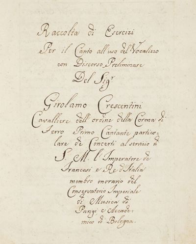 Raccolta di Esercizi per il Canto All'uso del Vocalizzo con Discordo Preliminare del Sig.r Girola...