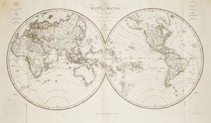 L'opera include mappe delle regioni polari, un planisfero a doppia pagina, 2 grandi tavole dell'America Settentrionale e Meridionale, e altre più piccole delle Americhe. Phillips Atlases 739. Nuovo atlante di geografia universale in 52 carte