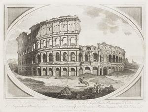 Bella raccolta di vedute di Roma entro raffinate cornici ovali. Nuova raccolta di 25 vedute antiche e moderne di Roma e sue vicinanze incise a bulino da celebri incisori