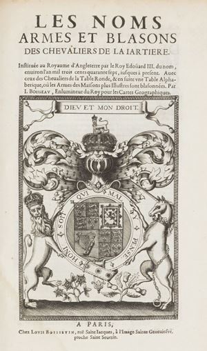 Prima edizione di questa raccolta araldica riguardante la Francia e le grandi case d'Europa. Promptuaire Armorial et General