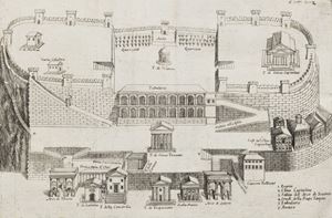 I opera: Bella copia di questa prima edizione in seconda tiratura, con la data 1666. Classica opera che Cicognara (3800) giudica: "prezioso libro, il migliore che abbiamo sulle Romane Antichità, depurato dalle contumelie, e inesattezze di una folla di scrittori che specularono su questo argomento". Olschki Choix, 17645.
II opera: "Quest' opera per la solida dottrina e la sana critica è di gran lunga superiore a tutte le altre che trattano delle chiese di Roma." (Hulsen). Roma Antica