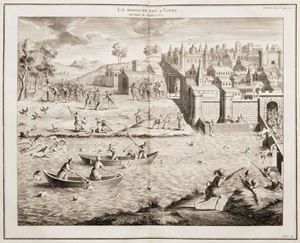 Edizione originale di questo monumentale repertorio iconografico dello storico, filologo, paleografo ed antiquario benedettino Montfaucon (1655-1741), che percorre la storia  di Francia dalle origini al regno di Enrico IV.     Les Monumens de la monarchie francoise, qui comprennent l'histoire de la France avec les figures de chaque regne que l'injure des temps a Apargnees