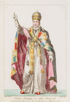 Raccolta della gerarchia ecclesiastica considerata nelle Vesti Sagre, e Civili usate da quelli li quali la compongono