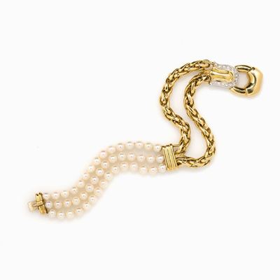 Bracciale in Oro, Perle e Diamanti in o