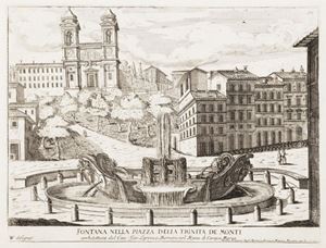 Prima edizione. Rossetti 11303. Le Fontane publiche delle Piazze di Roma moderna