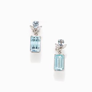 PAIO DI ORECCHINI IN ACQUAMARINA E DIAMA