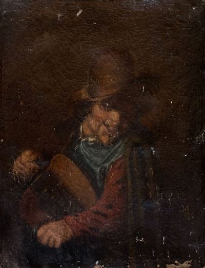 Scuola fiamminga, inizi del XVIII secolo, Figura grottesca, olio su tela