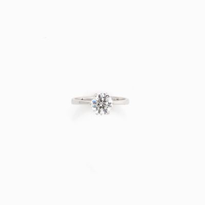 Anello in Diamante Solitario in Oro Bian