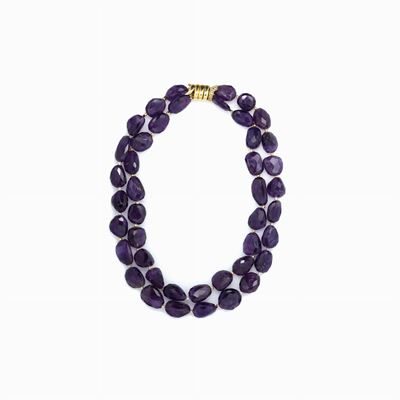 Collana in Ametiste e Oro a Due File con
