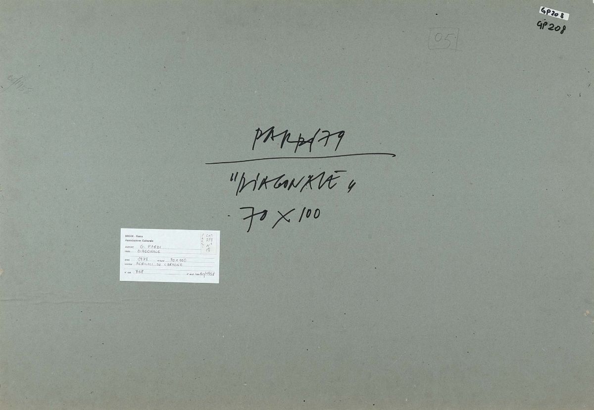 Gianfranco Pardi - Diagonale, 1979, olio su cartone