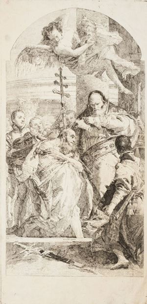 Rara incisione in questo stato, tratta da una pala di Giambattista Tiepolo eseguita nel 1759 per la chiesa di Folzano. Rizzi, n. 134
 Il battesimo dell'imperatore Costantino