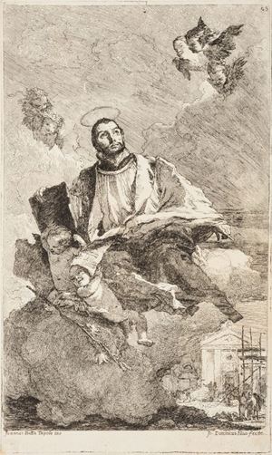 Tratta da una pala di Giambattista Tiepolo nella chiesa di Rampazzo (Vicenza). Rizzi, n.131. San Gaetano da Thiene