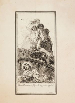 Tratta da un dipinto di Giandomenico Tiepolo per l'oratorio di S. Polo a Venezia. Rizzi, 60. Il martirio di San Giovanni Nepomuceno