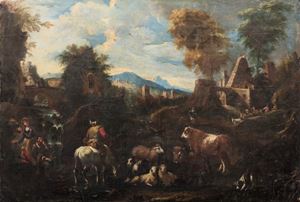 Cajetan Roos (Roma 1690 – Vienna 1770) - Landscape with figures