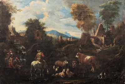 Paesaggio con pastori e armenti