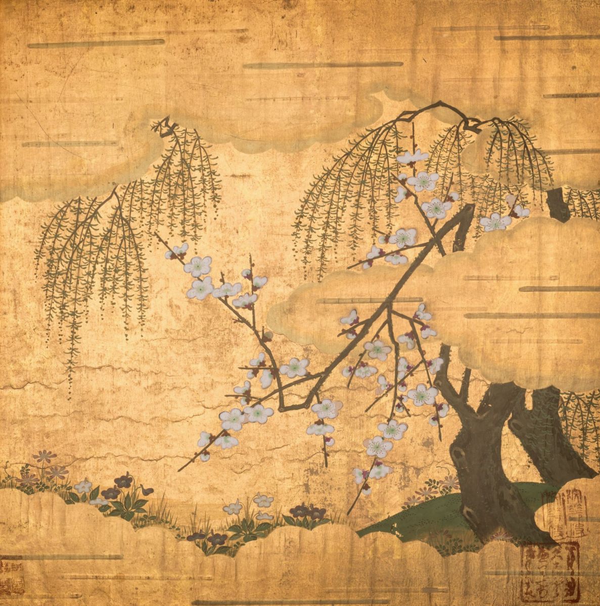Giappone - Giardino con Alberi di Acero, Pruni e Salice Piangente