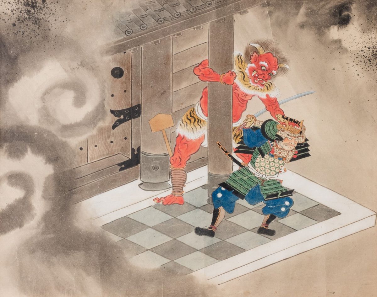 Giappone - Scene di Battaglie tra Samurai ed Oni