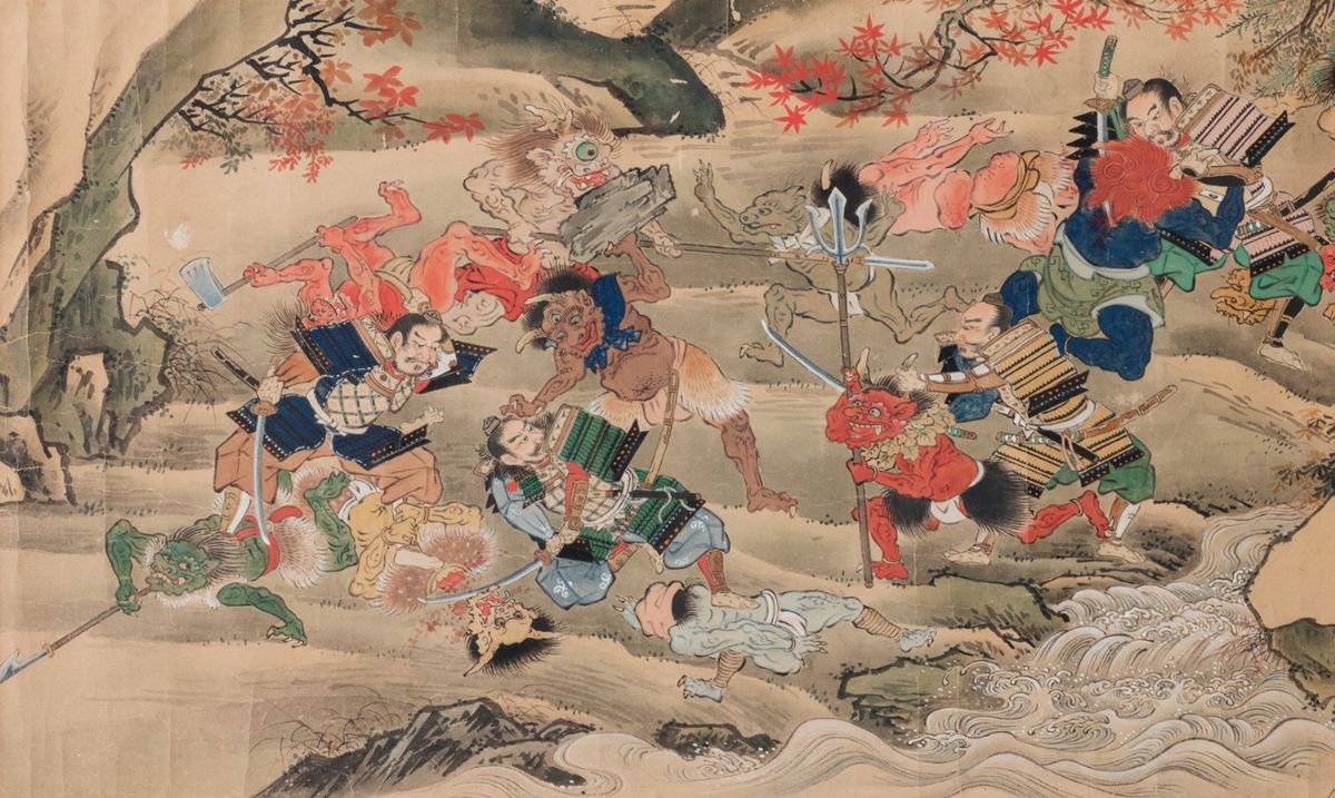Giappone - Scene di Battaglie tra Samurai ed Oni