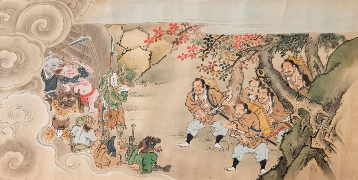 Giappone - Scene di Battaglie tra Samurai ed Oni