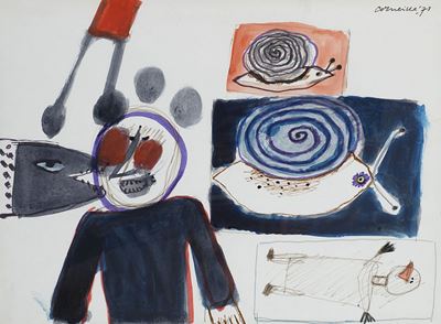 Tempera e matita su carta, 1973