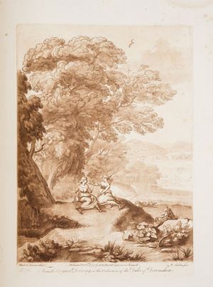 Celebre raccolta dei disegni riproducenti opere di Claude Lorran con note relative alle provenienze delle opere a partire dal 1635. Brunet III, 1169; Cohen-De Ricci col.242; Lewine p.325; Lowndes p.1398. "A landmark in the history of reproductions of master drawings, is included in this catalogue as an important forerunner of later publications in this section. It contains 300 reproductions of drawings by Claude Lorrain, pastoral, mythological, and biblical subjects. They are all printed in warm bistre colour to aid the resemblance" (Abbey Life 200).  Liber Veritatis or a collection of prints after original design of Claude Le Lorrain in the Collection of his grace the Duke of Devonshire