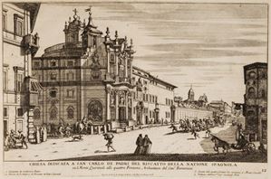 Parte II, III e IV di questa bella raccolta che aveva lo scopo di divulgare la nuova immagine di Roma, con i suoi palazzi, chiese e giardini, secondo un progetto unitario di espansione urbana, in sintonia con i criteri del colto e raffinato Fabio Chigi - Alessandro VII - che, infatti, decise di aprire nuove strade, di abbellire con fontane e monumenti la città, anche a dimostrazione della potenza finanziaria e culturale della sua famiglia. Prima di allora l'incisione di veduta a Roma, che pure aveva prodotto numerose serie dì stampe da E. Dupérac a G. Lauro, si era interessata principalmente alla ripresa della città antica. Bisognerà attendere proprio il completamento dei rinnovamenti urbanistici e delle realizzazioni architettoniche dei papi seicenteschi, per assistere alla diffusione di raccolte dedicate alla città moderna. Rossetti 4826; Katalog Berlin 2666; Cicognara, 3865. Il Secondo Libro del'Novo Teatro delle Fabriche, et Edifici, Fatte Fare in Roma...