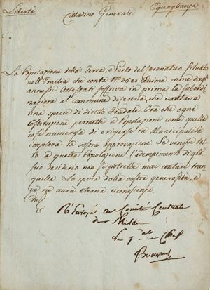 Lettera con sottoscrizione autografa