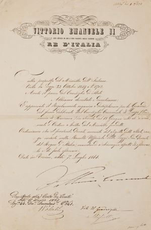 Il Decreto approva il Regolamento organico e disciplinare per le Guardie del Fuoco, deliberato dal Consiglio Comunale di Lugo (Ravenna). Decreto firmato
