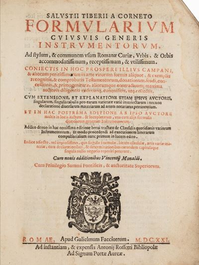 Formularium Instrumentorum..complectens Verborum Quorumcunque Artis Notariae Descriptiones, Diffi...