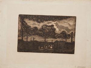 Le stampe disegnate da Russolo furono stampate da Marco Costantini tra il 1906 e il 1913. La più emblematica tra quelle che raffigurano l'ambiente industriale della città in espansione è "Città addormentata" dove, ad una presenza notturna di realistica periferia cittadina, si contrappone, nella parte superiore, una visione onirica di volti e di corpi intrecciati. Città addormentata