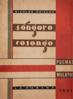 Prima edizione. Con dedica futurista dell'autore manoscritta al frontespizio, inscritta e datata Avana, 1931. Edizione limitata di 300 esemplari numerati "que no se venden. La posesiòn de un ejemplar supone una distinciòn expresa del autor", questo il n. 241. Guillén, meticcio e figlio di uno schiavo, nella propria produzione letteraria affrontò importanti temi sociali come la condizione dei neri, la loro oppressione e speranza di riscatto. Caratteristica peculiare dei suoi versi è l'utilizzo di espressioni onomatopeiche che evocano il suono dei tamburi e i ritmi del son. Fu lui che si riferì per primo a Cuba definendola "lunga lucertola verde con gli occhi d'acqua e di pietra", creando così il felice accostamento tra l'immagine del coccodrillo e la forma dell'isola che ancor oggi viene utilizzato. Songoro Cosongo. Poemas mulatos