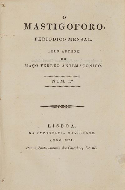 O Mastifogoro, Periodico Mensal, Pelo Author Do Maco Ferreo Anti Maconico, N.1