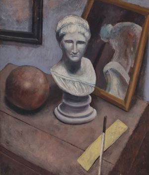 Natura morta con statua e specchio, 1932